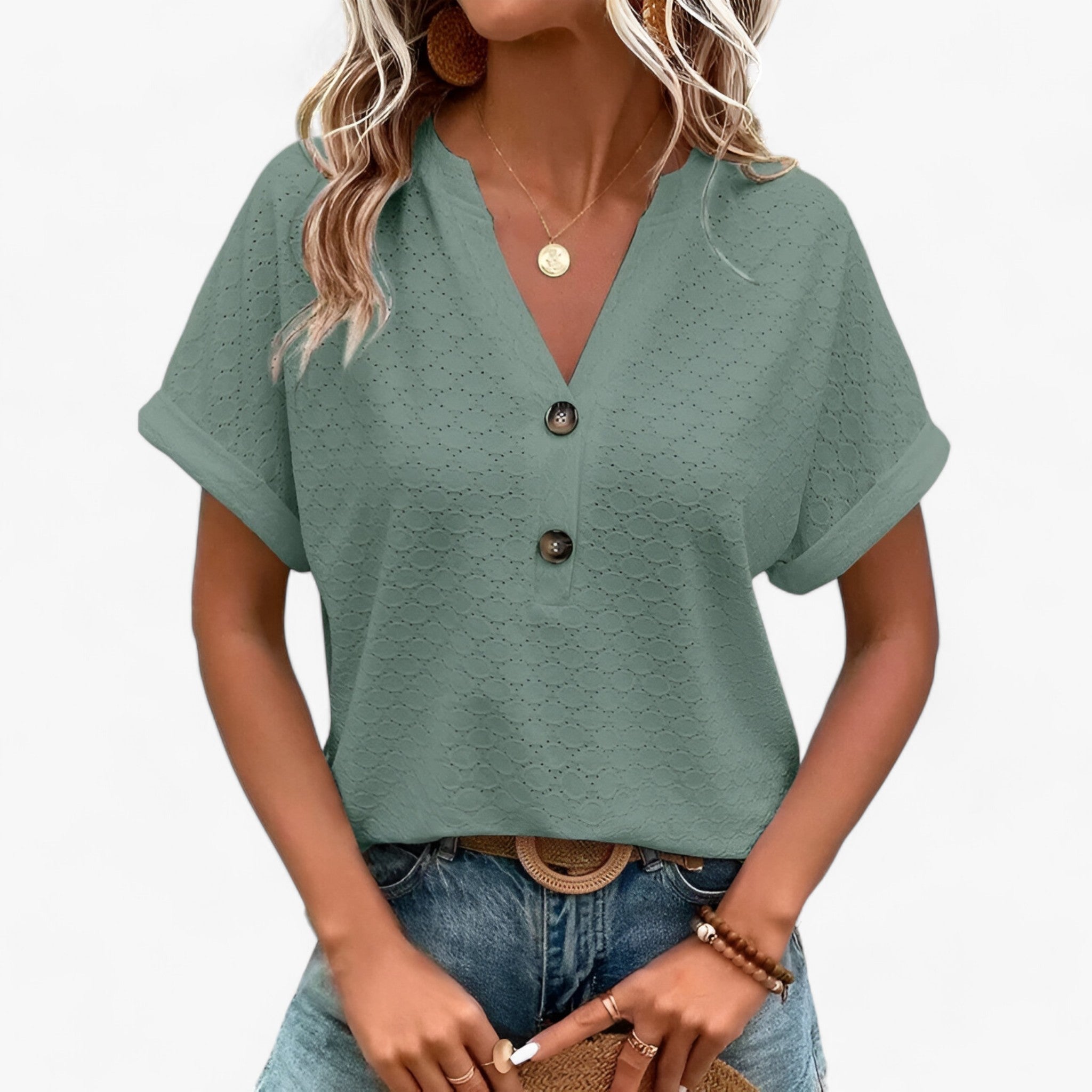 Lärke | Elegant Jacquard-Blus för Alla Tillfällen