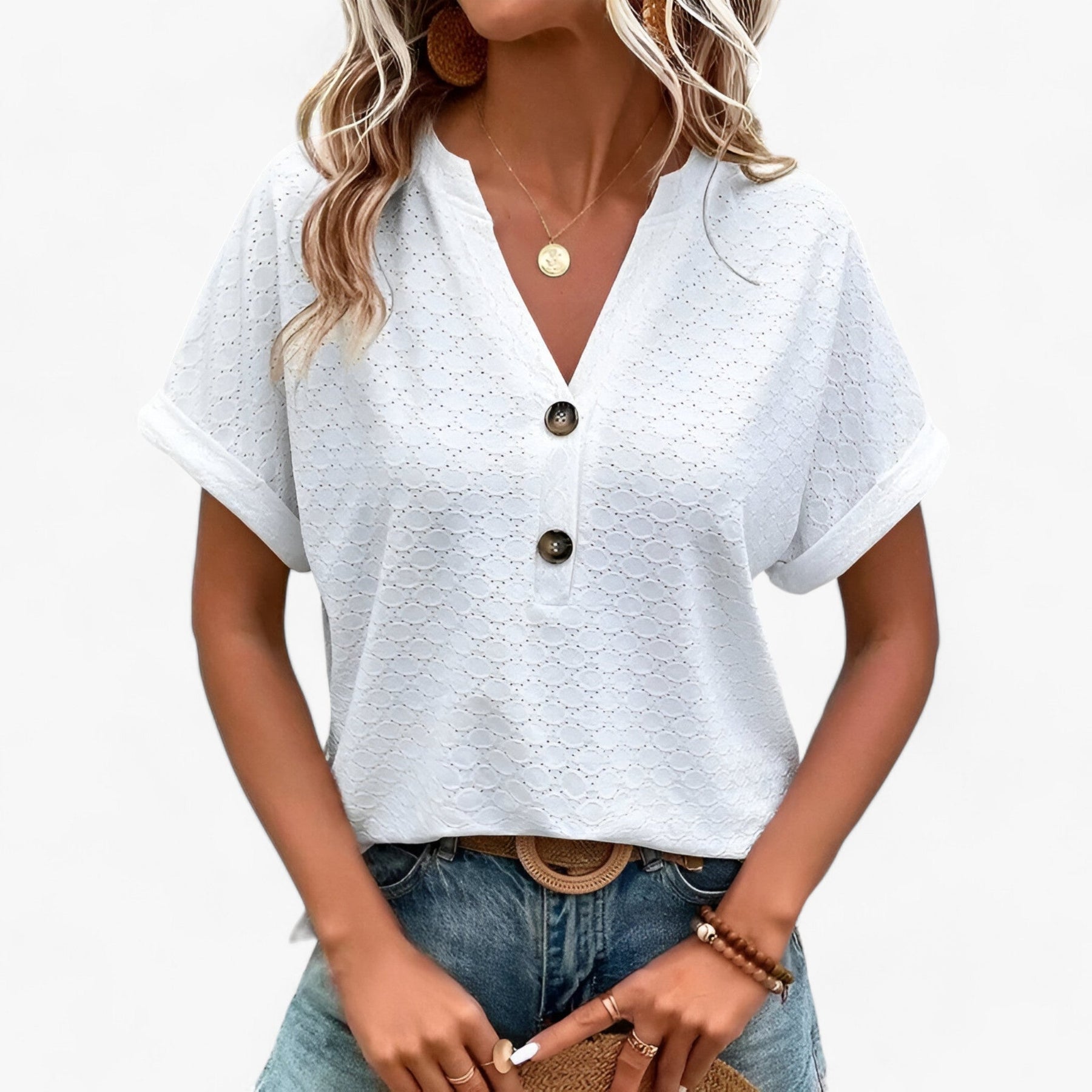 Lärke | Elegant Jacquard-Blus för Alla Tillfällen
