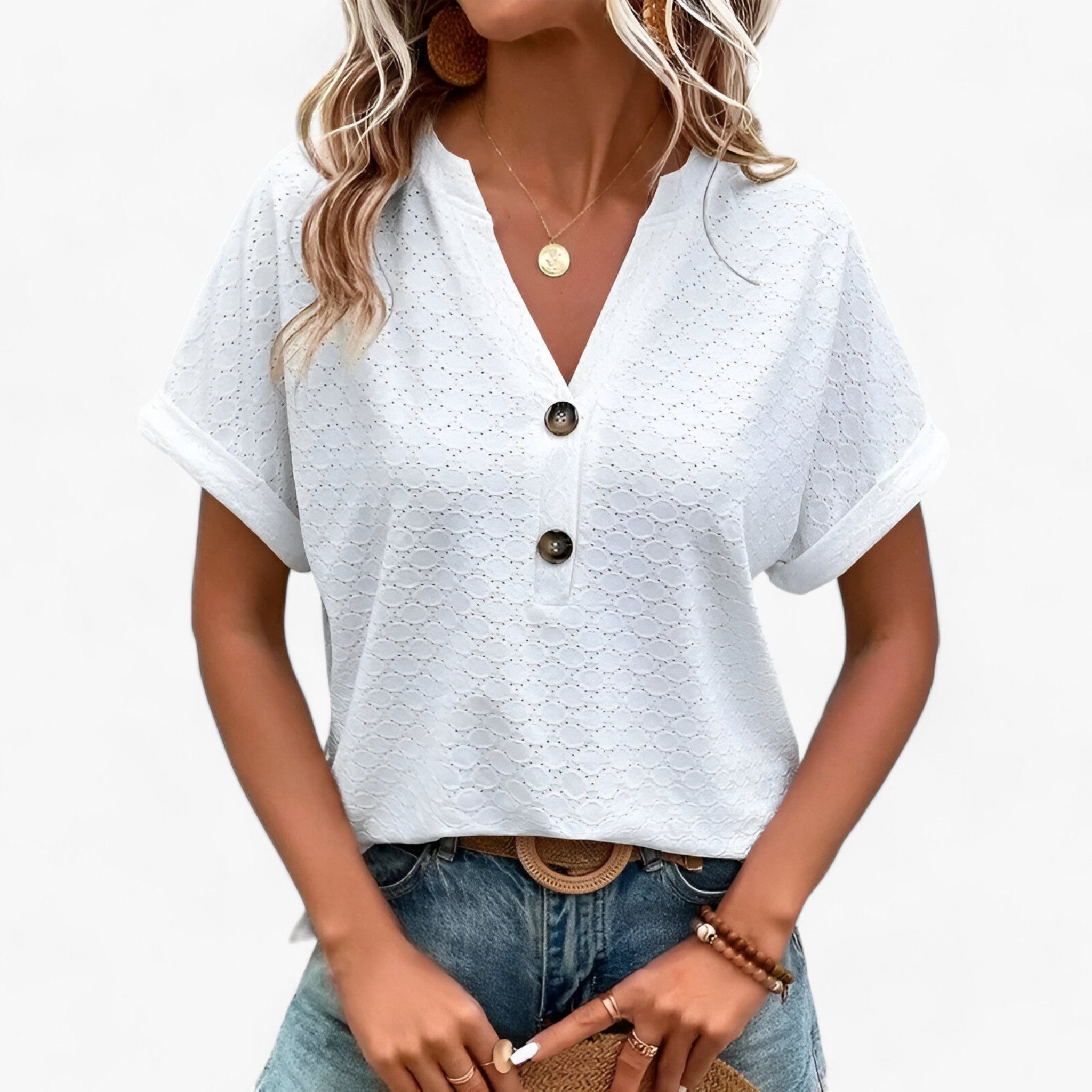 Lärke | Elegant Jacquard-Blus för Alla Tillfällen