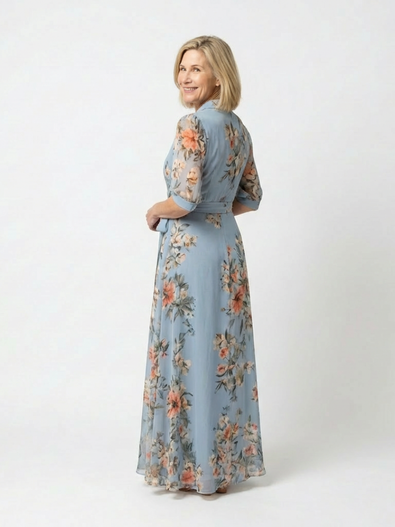 Elowen | Maxi-Wrapklänning med V-ringning och blommönster