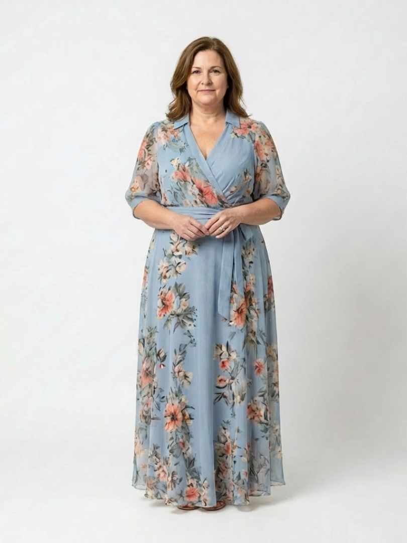Elowen | Maxi-Wrapklänning med V-ringning och blommönster